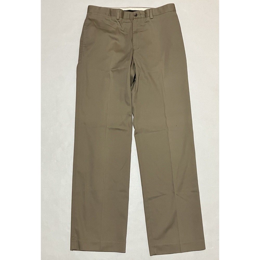 Eddie Bauer Mens Pants 33 X 33 Pleated Khaki Wrinkle Resistant Classic Fit